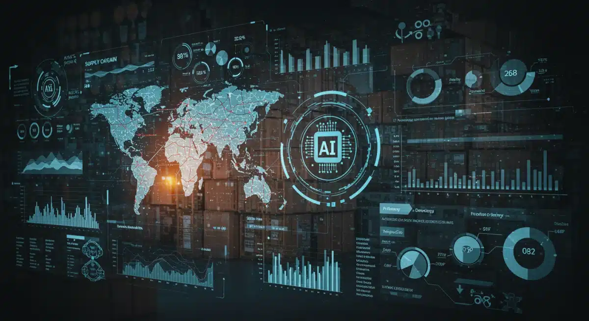 Real-time AI logistics dashboard showing inventory, routes, and predictive analytics for US retail.
