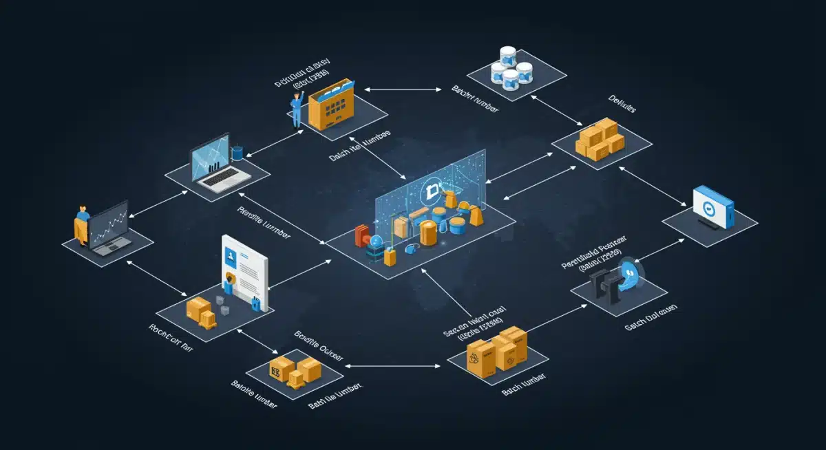 Blockchain ledger visualizing transparent supply chain data flow