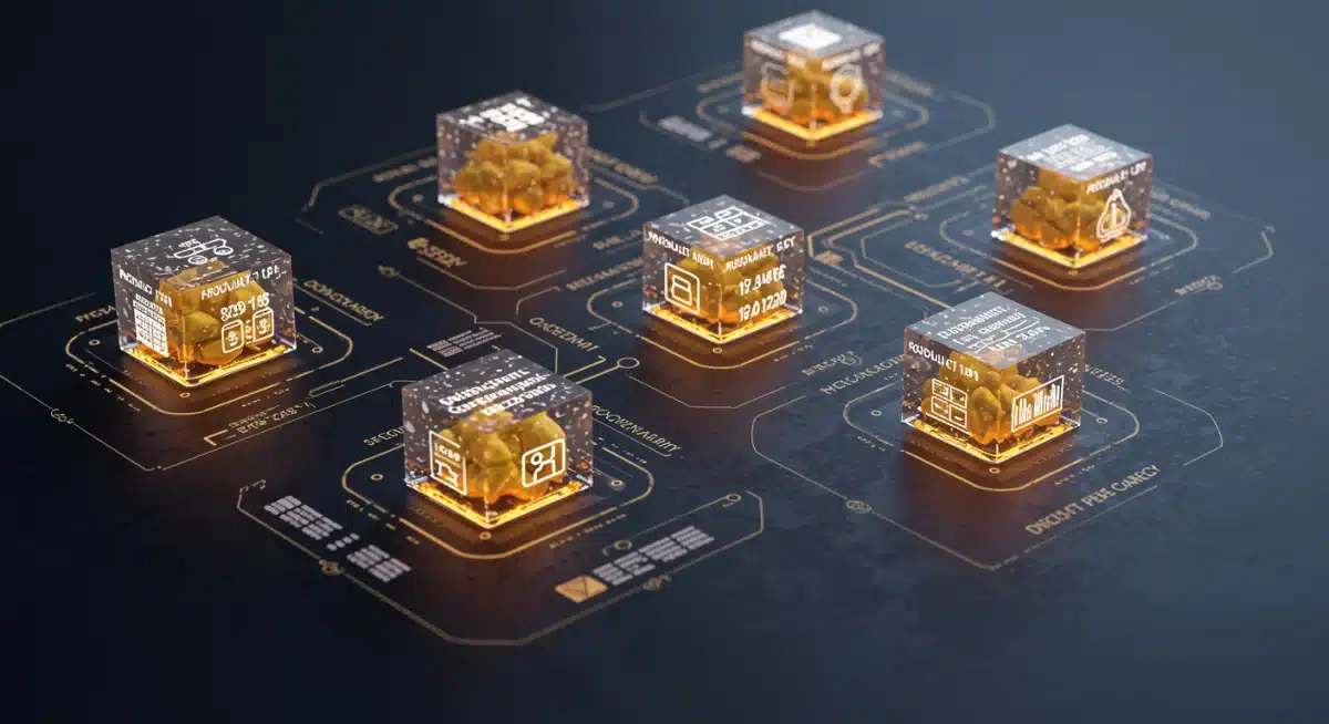 Digital ledger showing blockchain-powered product traceability