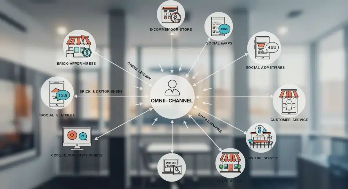 Diagram showing interconnected omni-channel retail components