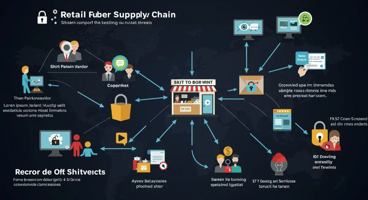 Infographic showing retail supply chain cyber attack vectors and vulnerabilities