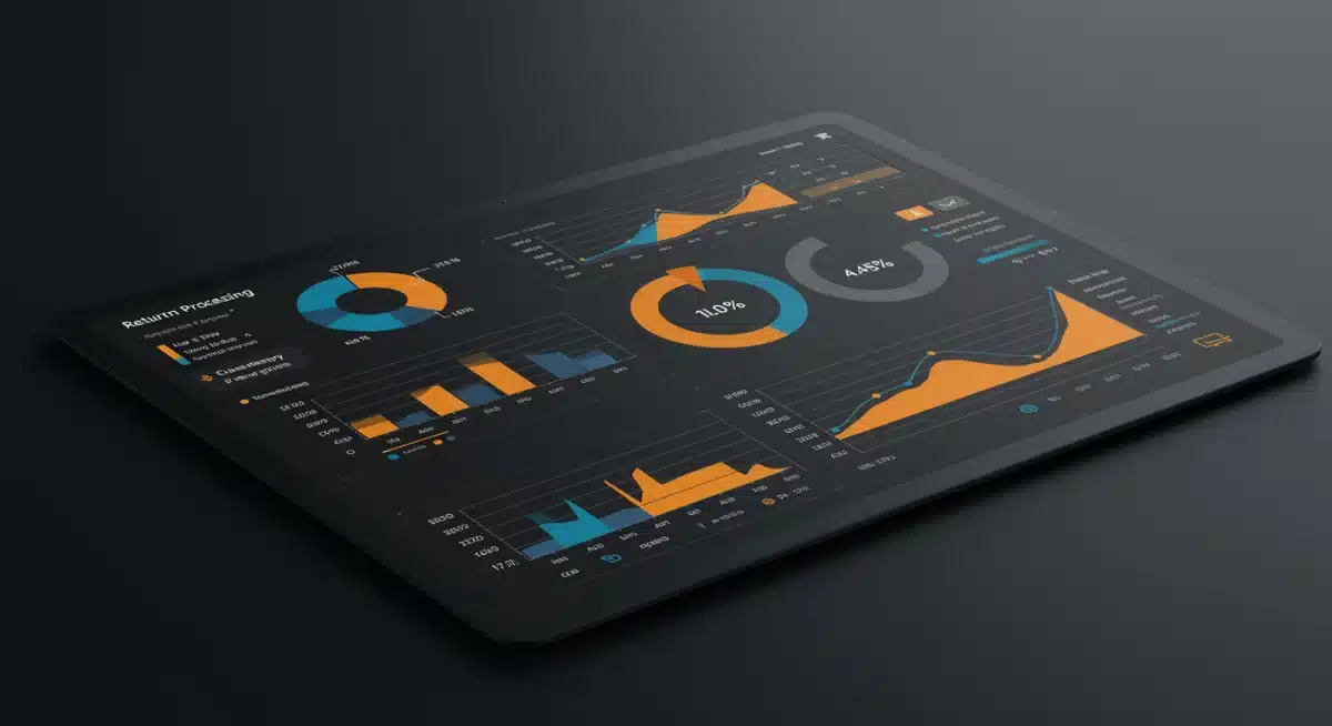 Logistics dashboard showing real-time return processing metrics