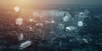 Blockchain technology visualizing enhanced transparency in US retail supply chains