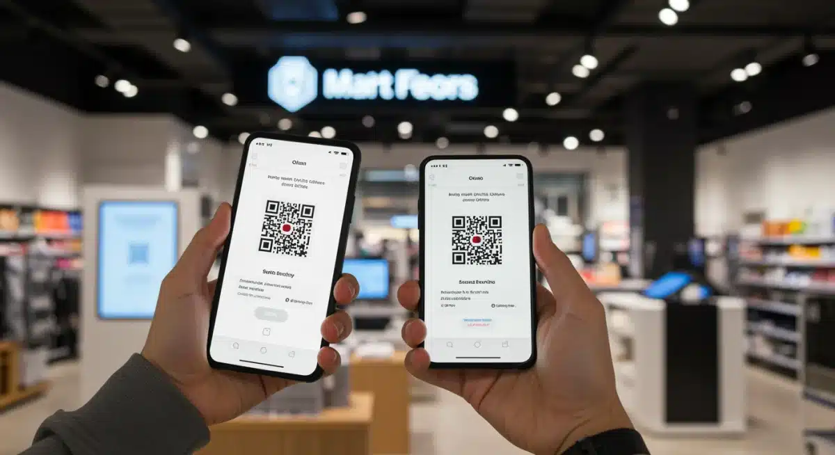 Customer interacting with unified commerce platform via mobile in-store