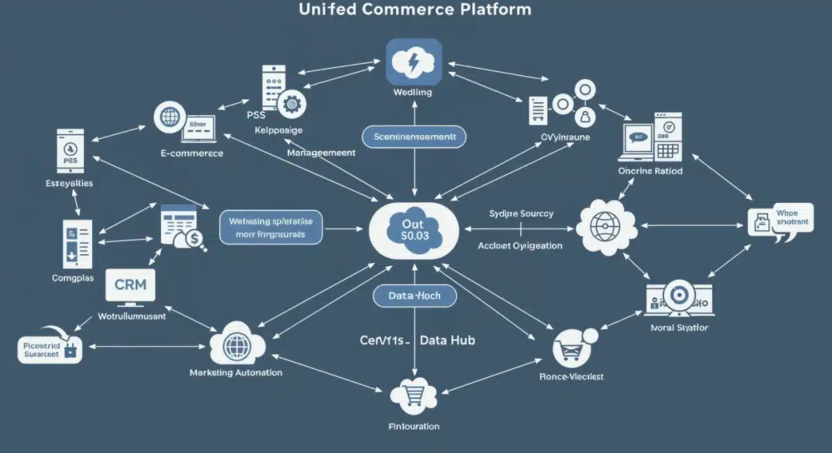 Architecture of a unified commerce platform showing interconnected systems