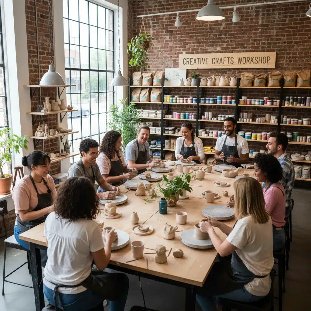 Customers engaged in an in-store workshop activity