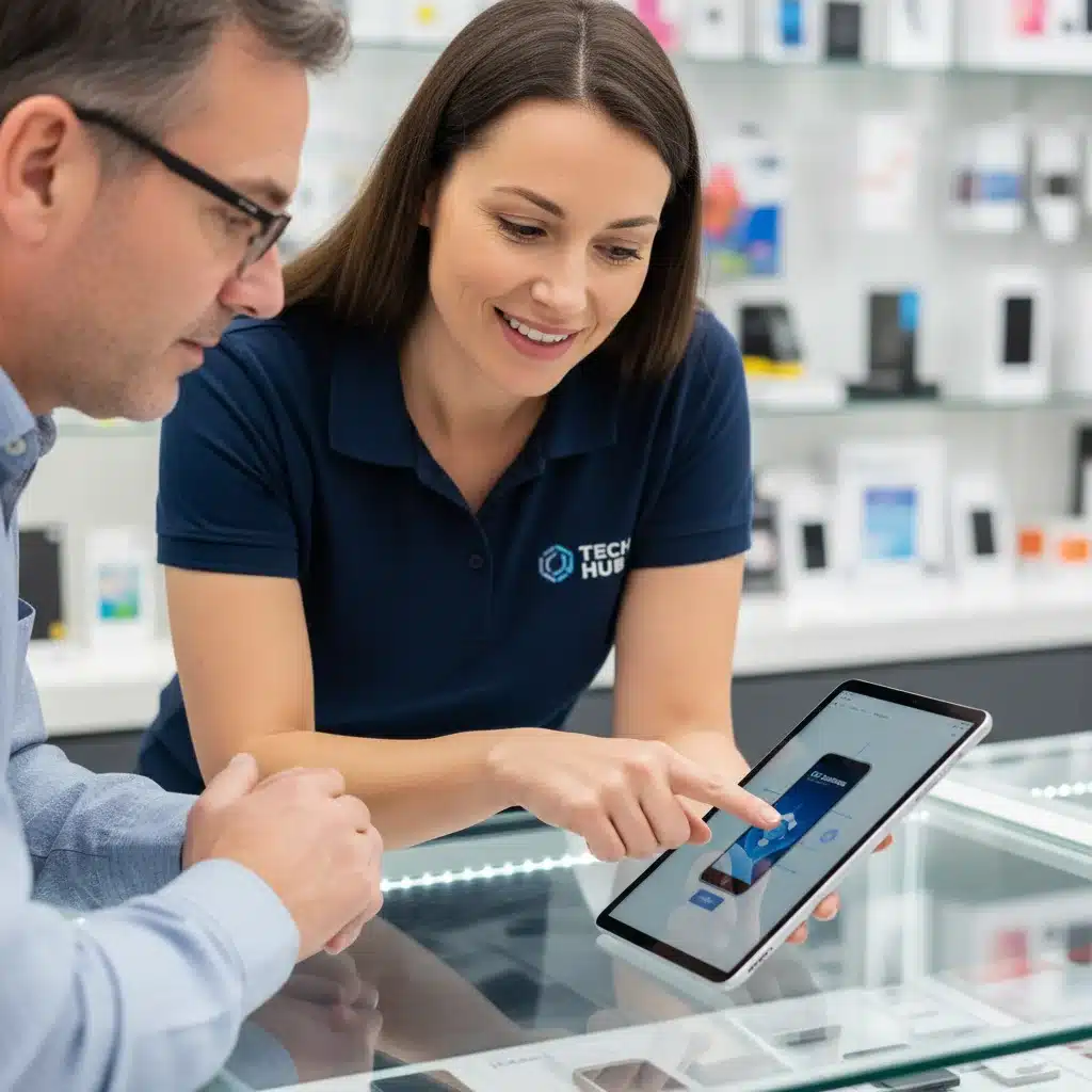 Retail employee providing personalized customer assistance with product knowledge.
