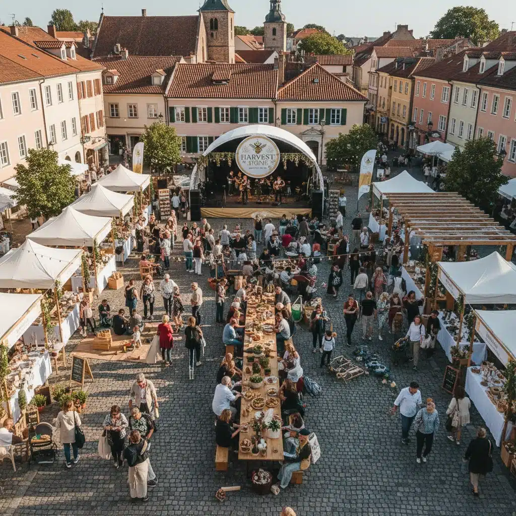 Brand-hosted local market event, showcasing community interaction and product sales.