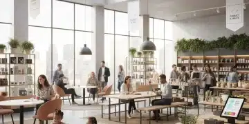 People engaging in a modern community-driven retail store, fostering connections and brand loyalty.