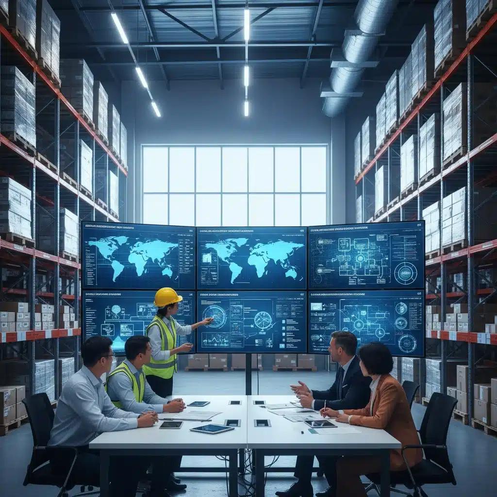 Logistics team collaborating on supply chain optimization and regulatory compliance