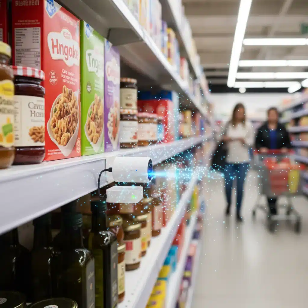 Smart shelf sensor connected to an edge device processing data in a retail environment